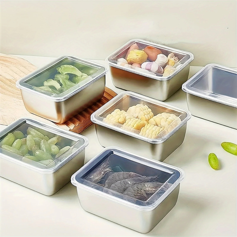 Meal Prep Tupperware - Kotak penyimpanan makanan Stainless Steel, piring