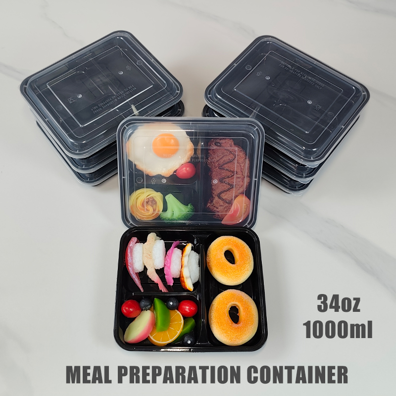 Meal Prep Tupperware - 3 Kompartemen 34 Oz/1000 Ml, 12/35