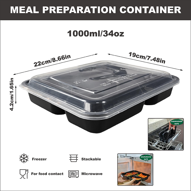 3 Kompartemen 34 Oz/1000 Ml, 1 - Meal Prep Tupperware ulasan dan harga